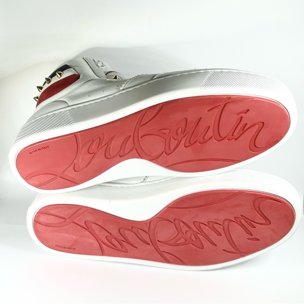 New Christian Louboutin Top Rui Spikes Leather Sneakers Mens Size 42EU/9US - Picture 7 of 7